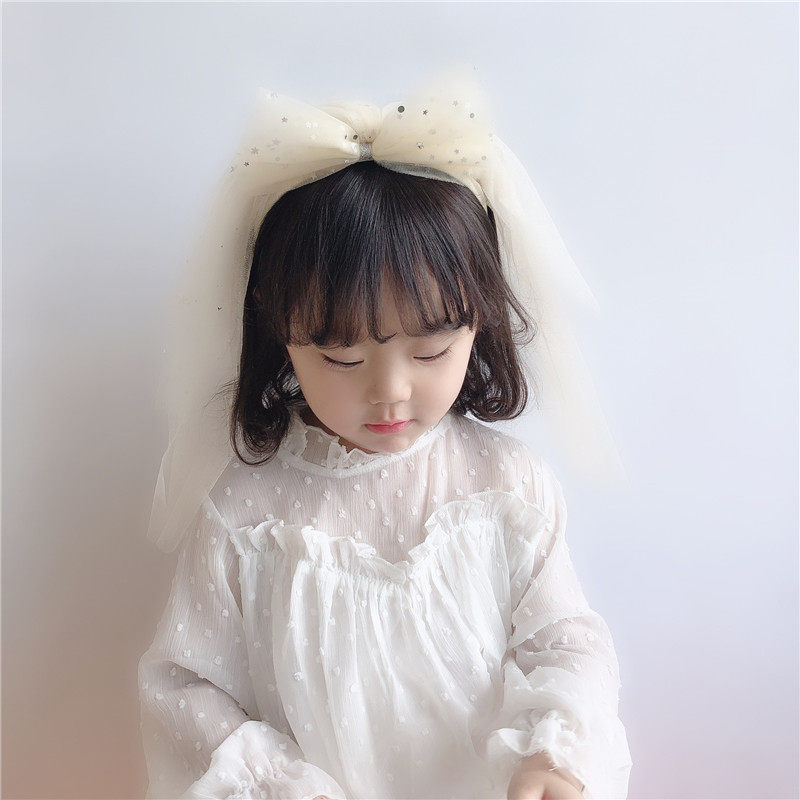 Sails South Korea New Bow Tie Crown Mesh Yarn Hair Stirrup Wedding Flower Boy Hair Stirrup Girl Head Decorated Princess Hair Accessories