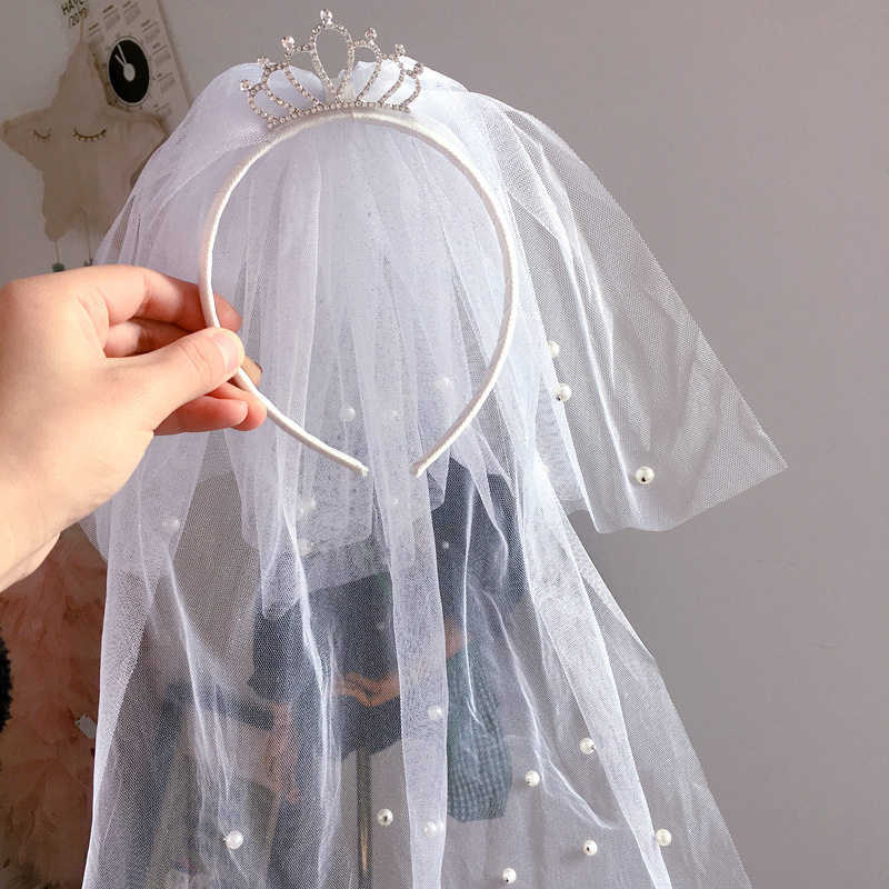 Sailjiao Korean Pearl Crown Children's Hair Hose Wears Little Girl Head Princess Head Baby Hairdress