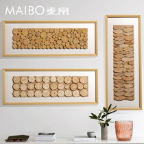 Maibo log style pure solid wood branch wood block wall hanging wall decoration B&B style entrance hall living room no punching wall decoration