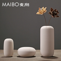 Mai Bo modern simple white ceramic vase three-piece set of dried flower plain pottery ornaments living room home decoration