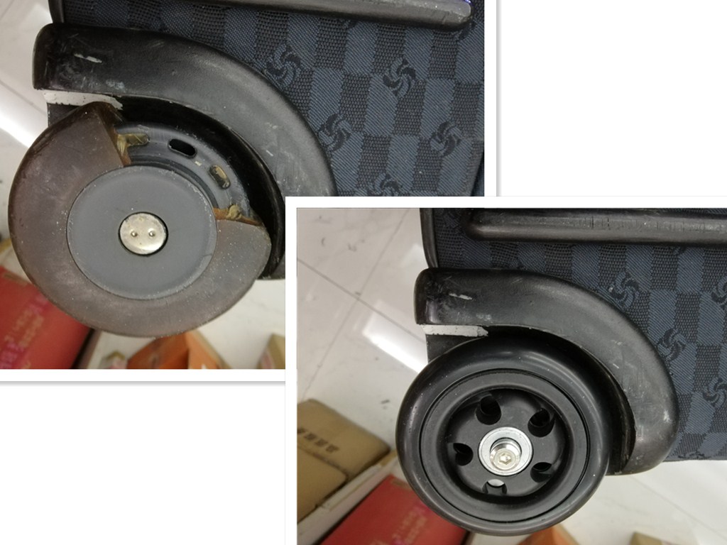 Maintenance Samsonite day Merva wheel universal wheel pull-lever pull chain case recessed breaking hole repair turn motionless