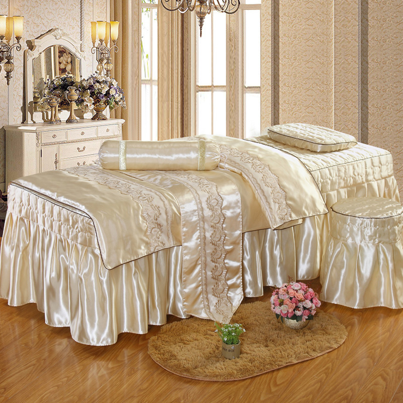 High-grade beauty bed cover four-piece European beauty salon physiotherapy massage bed cover small luxury shampoo custom bed cover