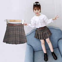 Girls pleated skirt spring 2021 new childrens super western style spring skirt skirt medium and large childrens childrens short skirt