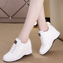 White shoes children 2022 Spring with foreign air small white shoes heightening Inner heightening women shoes 100 hitch casual shoes genuine leather plate shoes