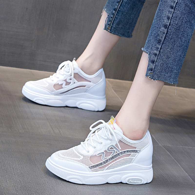 Net face Superfire Breathable Old Daddy Shoes Women Sneakers 2022 Summer New Little White Shoes 100 Hitch Casual Shoes Net Shoes Women