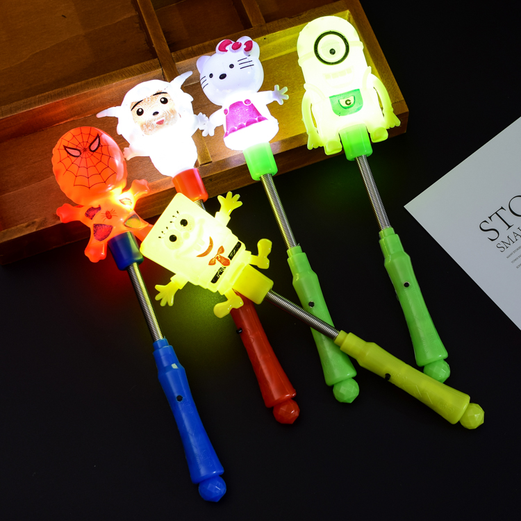 Luminous rice stick five-pointed star spring stick flash cartoon fluorescent stick concert should help stick stall toys