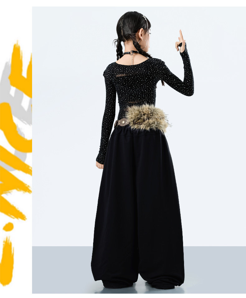 少儿爵士舞服装露脐网纱上衣裤子套装jazz女童街舞潮服六一演出服 — 15