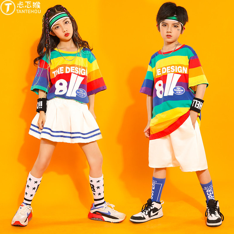 Play in Children's Costume Street Dance Suit Boy Hip Hop Wave Dress Hiphop Girl Clothes Jazz Costume Cheerleader 61