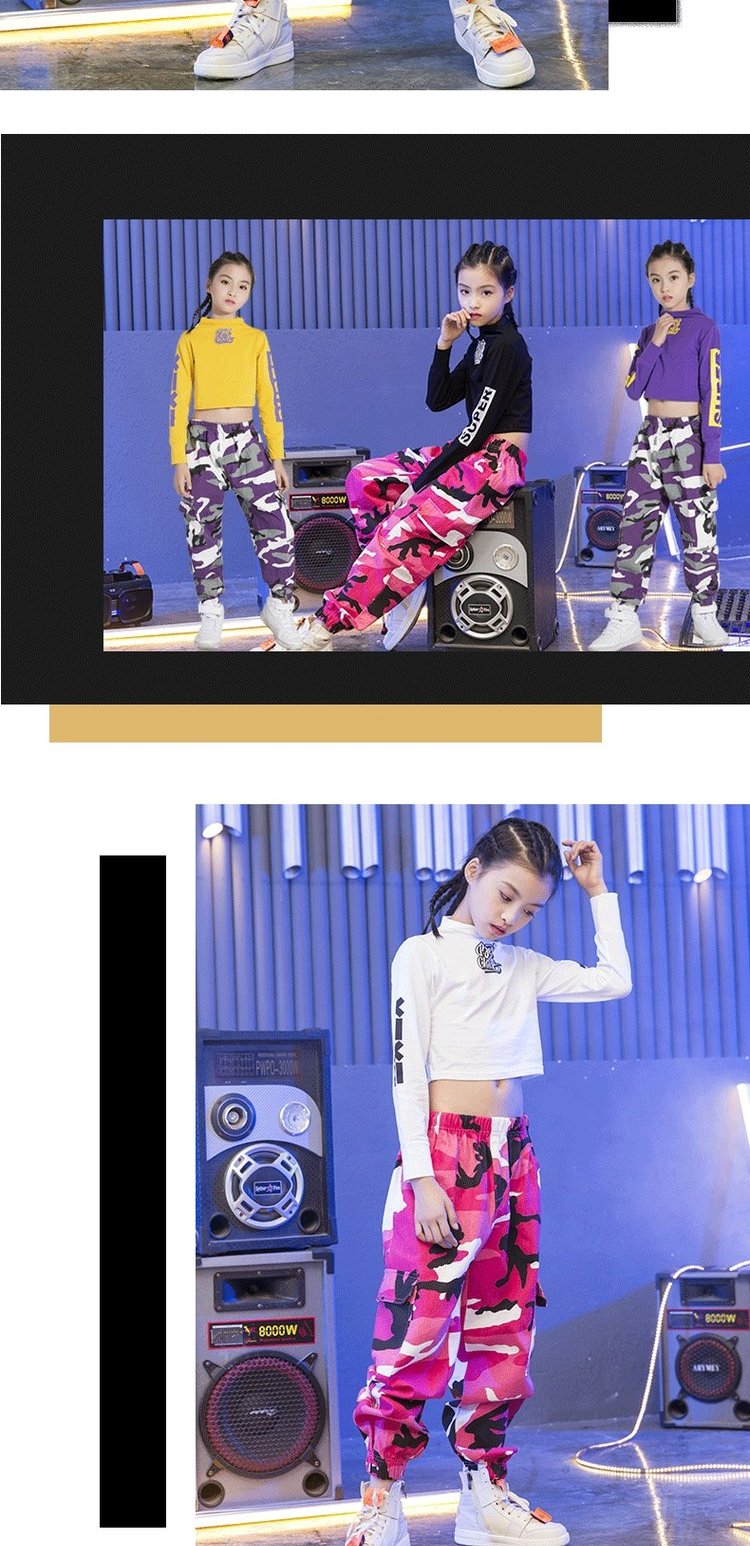 Cô gái nhảy trang phục jazz Phiên bản Hàn Quốc của hip hop rốn phù hợp với ít trẻ em đường phố quần áo khiêu vũ cô gái thể hiện quần áo áo bé trai