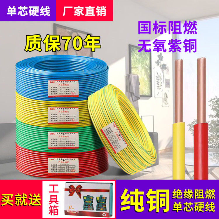 Wire 2.5 GB 4 square copper core home improvement home improvement copper wire 1.5 6 10 pure copper flame retardant BV wire single core hard wire