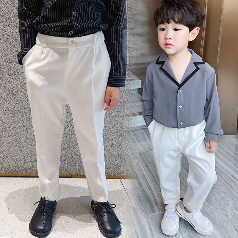 Boys pants spring and autumn children's thin suit pants 3456 years old baby loose casual pants boy white trousers