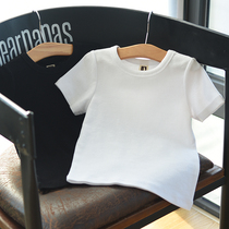Children's Cotton Short Sleeve T-shirt Summer Thin Baby Girl Black Crewneck Jacket Big Child White Half Sleeve T-shirt