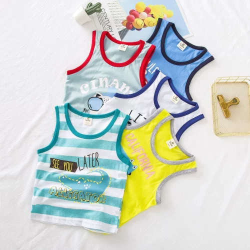 Летняя детская майка для мальчиков, летняя одежда, в корейском стиле, детская одежда