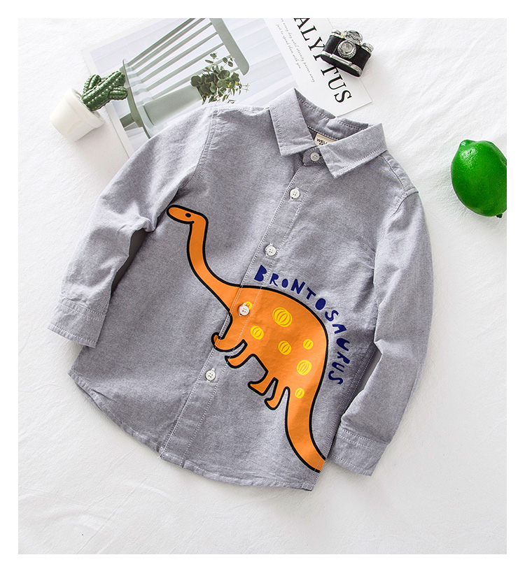 Áo sơ mi nam tay dài 2019 mùa thu mới cho bé sơ mi oxford bé cotton hoạt hình áo sơ mi 3 tuổi thủy triều 7 - Áo sơ mi quần áo bé gái