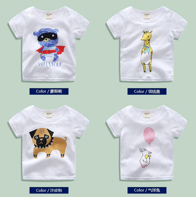 Trẻ em ngắn tay T-Shirt cotton 2018 mùa hè mới quần áo trẻ em nữ baby boy trắng nửa tay áo đáy áo sơ mi