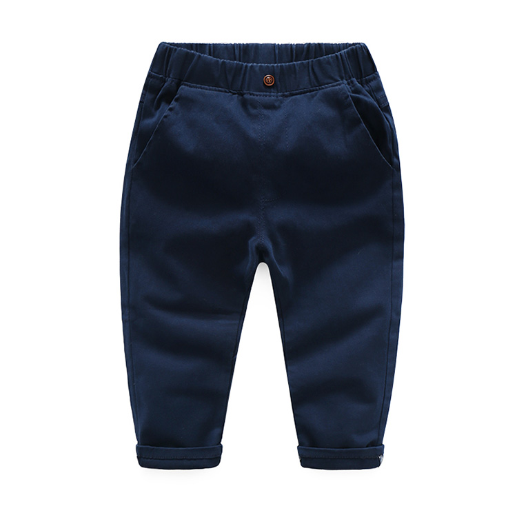 Quần bé trai màu trơn giản dị 2018 mùa thu mới của trẻ em Hàn Quốc quần áo trẻ em cotton co giãn eo bé quần jean lót lông cho bé
