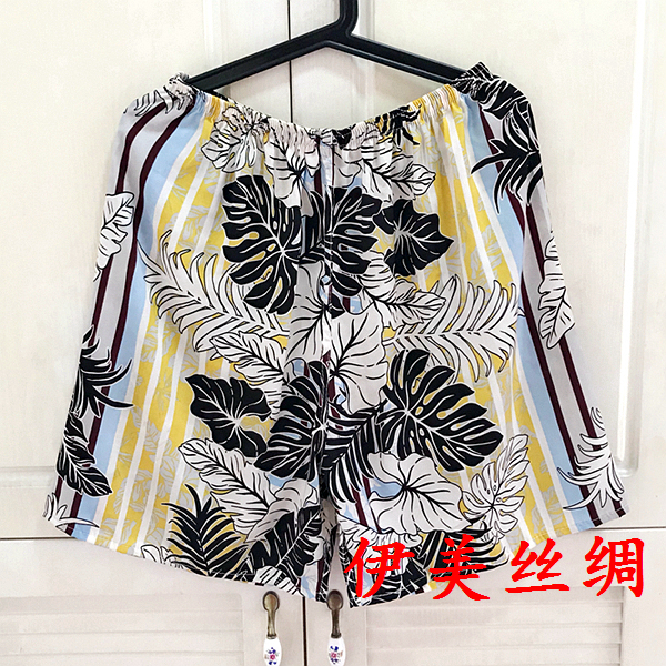Lụa lụa lụa kết cấu quần short lụa đồ ngủ mùa hè nóng quần in bãi biển quần người đàn ông nhà cộng với phân bón tăng 	quần đi biển giá	