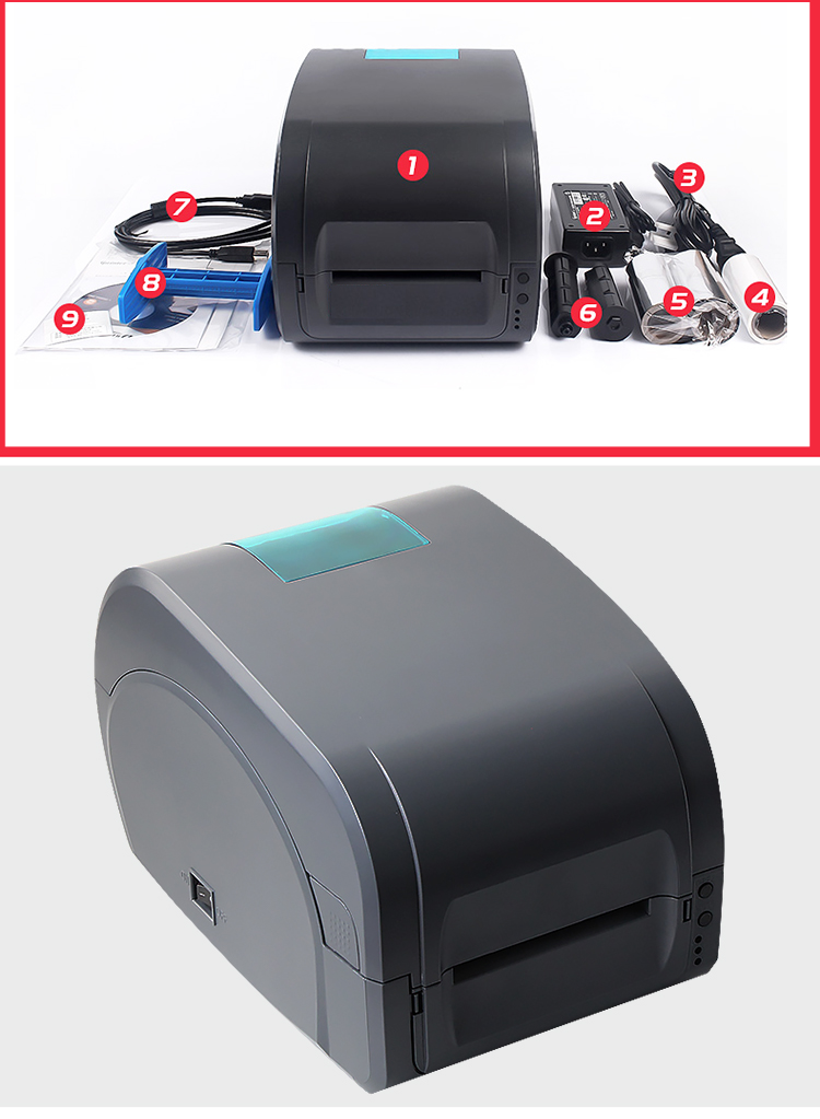 Jiabo GP9025T máy in mã vạch chuyển nhiệt máy in siêu thị giá hàng hóa máy dán băng Bluetooth - Thiết bị mua / quét mã vạch