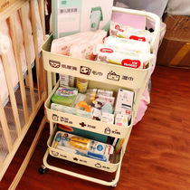 Small cart rack baby products multi-function floor multi-layer storage baby wheel movable storage artifact