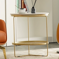 Светлый роскошный двойной рок -тарелка Железное техническое журнальное столик [Диаметр 40 высота 55]