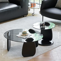 Комбинированный круглый стеклянный журнальный столик