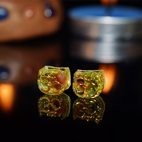 Astrologer hand-made Etheric positive energy silver ear stud Female om Rune Crystal tourmaline gemstone creative wild earrings