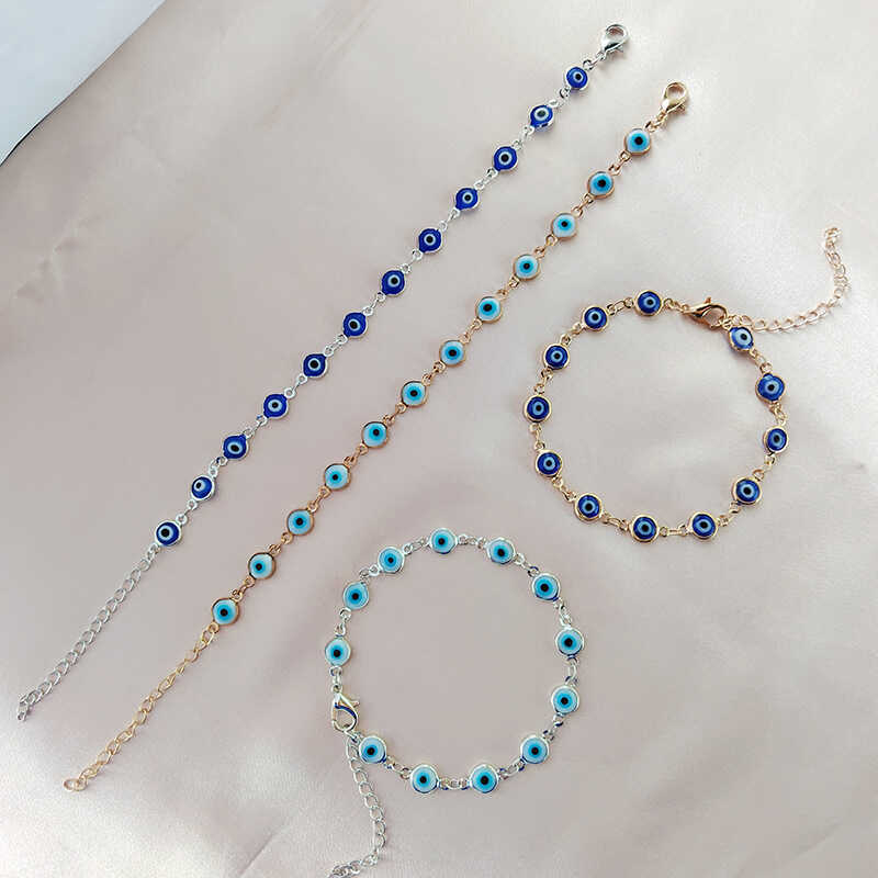 Devil's Eye Bracelet Jewelry Popular Fatima's Hand Vintage Fashion Resin Evil Round Bead Blue Eye Bracelet