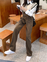 2022 Spring Dress New Fat Mm Pants Children Loose Straight Cylinder Tightness Slim Fit Pants Large Size Slim Fit Slim 100 Lap Suit Pants