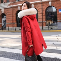 Europaists overcome fashion red plums for women Chains high-end atmosphere big signs wedding bride winter coats