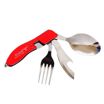 Selpa Korea outdoor picnic folding tableware stainless steel portable knife and fork spoon three-in-one barbecue tool