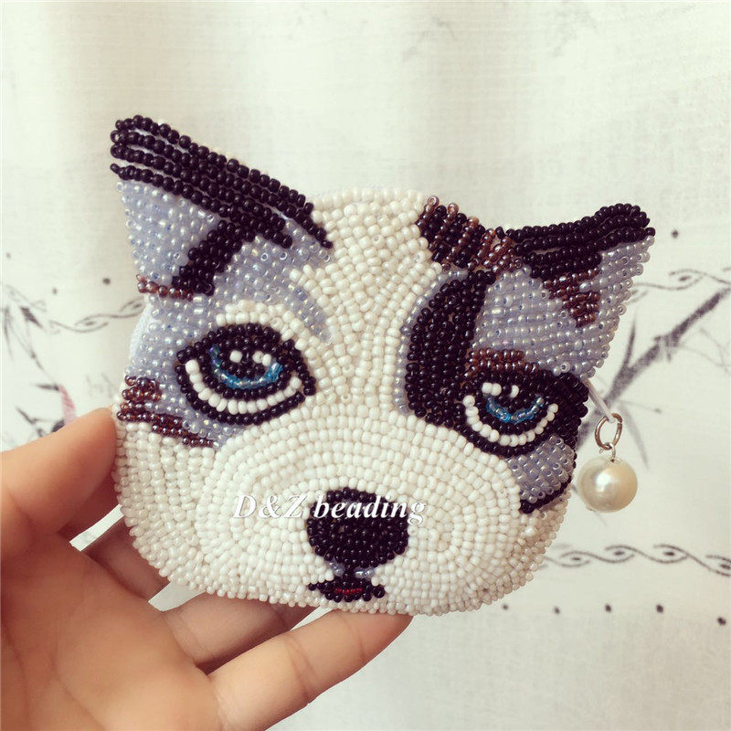 Handmade bead retailer wallet double-sided embroidery bag female cute animal Chenary bead coin package bag