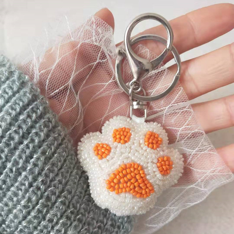 Star Baba Cat Claw Pendant Cartoon Claw Print Bead Embroidered Key Buckle Woman Handmade DIY Cute Creative Bag Pendant Hanging