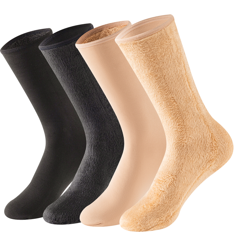 80g Autumn and Winter Fleece-Lined Thick Warm Socks, Cold-Resistant Unisex Mid-Calf Socks, Solid Color Versatile Casual Socks