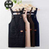 Pure cotton canvas hot pot milk tea shop restaurant supermarket apron custom work clothes men and women fashion logo printing