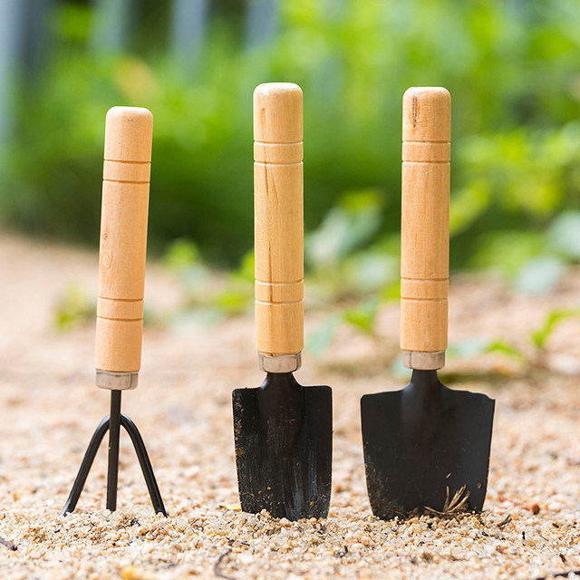ການເຮັດສວນຊຸດສາມສ່ວນຂອງເຄື່ອງເຮັດສວນຂະໜາດນ້ອຍ shovel/rake/shovel plant potting and flowering hands