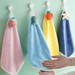 Hand Towel, Small Towel, Absorbent Coral Velvet Small Square Towel, Hangable, Cute, Children's Household Kitchen Handkerchief
