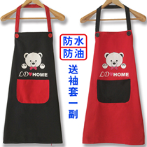 Kitchen apron set Korean style fashionable waterproof and oil-proof sleeves restaurant milk tea shop special custom logo printing for women