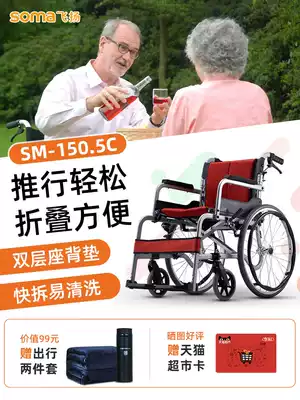 Kangyang Feiyang manual wheelchair lightweight foldable double-layer seat back pad aluminum alloy material for the elderly 150 5C