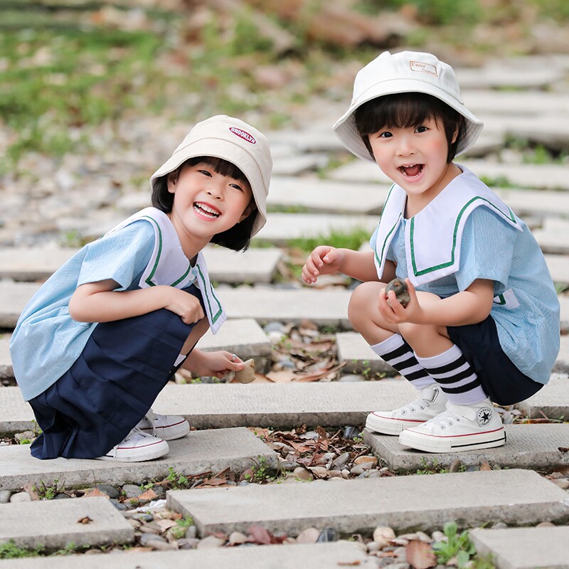 Kindergarten uniforms, summer clothing, British navy style, children's class uniforms, primary school uniforms, children's 1st chorus graduation performance clothing
