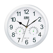 Meide time TH-3B indoor high precision temperature and humidity meter silent clock wall clock wall clock multi-function temperature and hygrometer