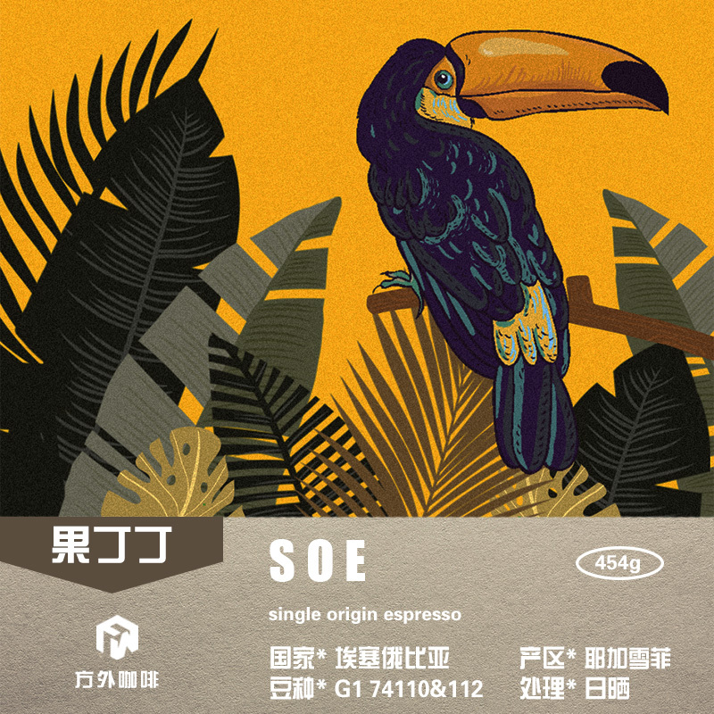 Soe-Fruit Ding Yirgacheffe Sun-Dried Lightly Roasted Espresso Cooked Beans 454g Bag