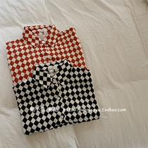 Abalone Fish 2022 Spring paragraph Korea South East gate male and female childrens art medium cotton linen-cotton linen shirt