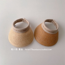 Bao Xiaoyu 2022 summer Korean ins boys and girls all-match literary letters empty top woven shade straw hat