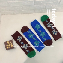 Bao Xiaoyu 2021 Autumn New Korean childrens socks designer retro literary personality print socks