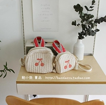 2022 Spring Styles Korea Autumn New Ins Retro Embroidered Cherry Carry-on Satchel Bag Single Shoulder Bag Mommy Bag