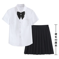 Рубашка, черная мини-юбка, галстук-бабочка