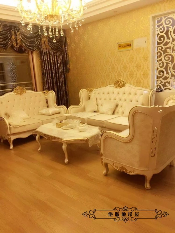 Sofa phong cách châu Âu kết hợp đồ gỗ rắn phòng khách sofa vải căn hộ nhỏ tân cổ điển sofa khách sạn câu lạc bộ sofa - Nội thất khách sạn kệ tủ tivi