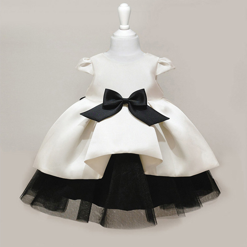 Korean style high-end satin chic first birthday dress, perfect for  grasp-the-week celebration, flower
