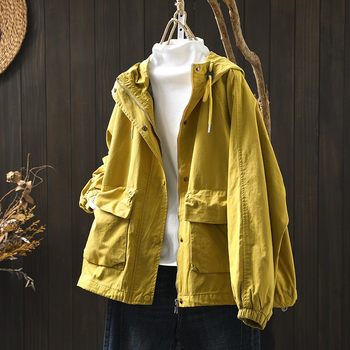 Fashionable and versatile casual hooded loose slimming windbreaker for women