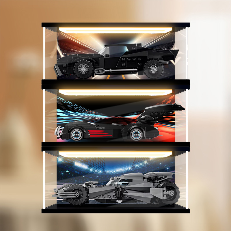 Suitable for 76333 76332 76331 Batman and the Batmobile Building Blocks Acrylic Display Box with Ring Light